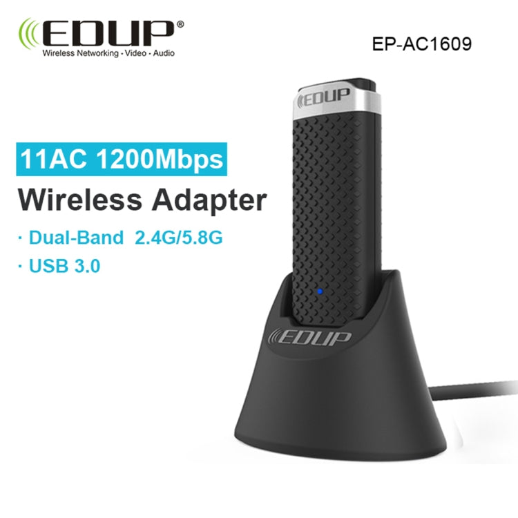 EDUP EP-AC1609 1200Mbps High Speed USB 3.0 WiFi Adapter Receiver Ethernet Adapter with 1m Extend Cable & Base, EP-AC1609 1200Mbps EDUP EP-AC1609 1200Mbps High Speed USB 3.0 WiFi Adapter Receiver Ethernet Adapter with 1m Extend Cable & Base, EP-AC1609 1200Mbps